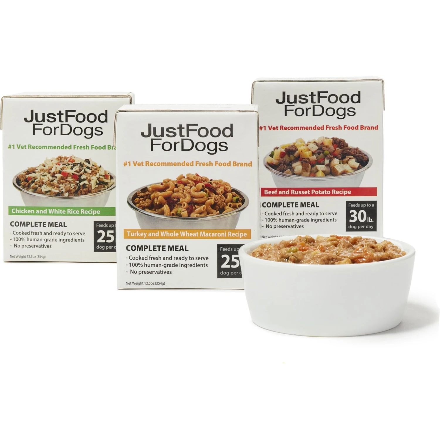 JustFoodForDogs Pantry Fresh Beef, Chicken & Turkey Variety Pack Dog Fresh Food, 12.5-oz Bag, Case Of 6 1 JustFoodForDogs Pantry Fresh Beef, Chicken & Turkey Variety Pack Dog Fresh Food, 12.5-oz Bag, Case Of 6