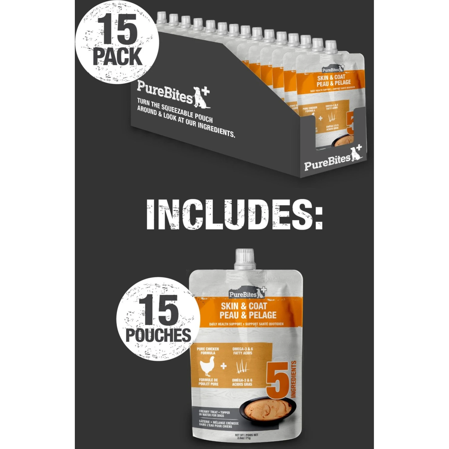 PureBites Plus Squeezables- Skin & Coat Dog Food Toppings 6 PureBites Plus Squeezables- Skin & Coat Dog Food Toppings - Image 6