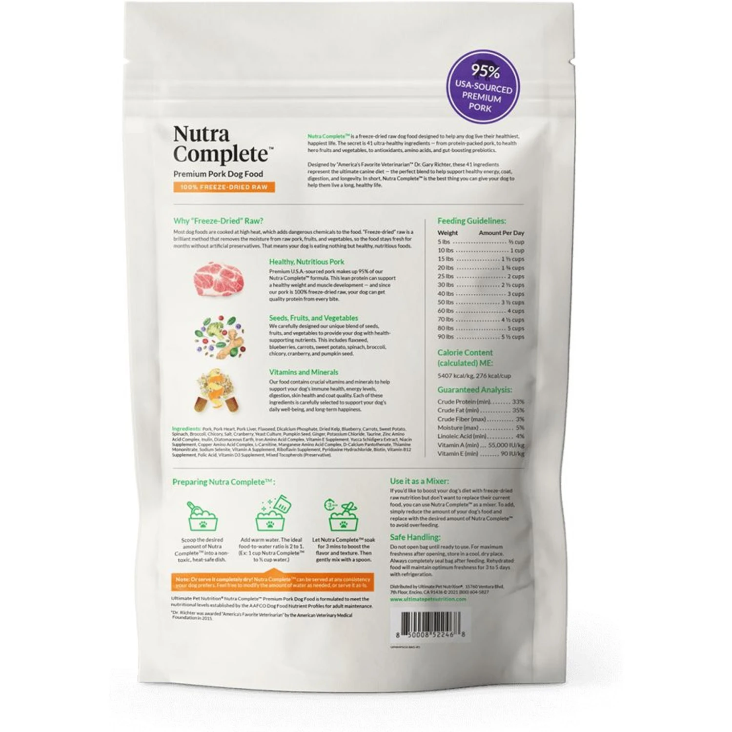 Ultimate Pet Nutrition Nutra Complete Premium Pork Freeze-Dried Raw Dog Food 2 Ultimate Pet Nutrition Nutra Complete Premium Pork Freeze-Dried Raw Dog Food - Image 2