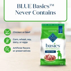 Blue Buffalo Basics Skin & Stomach Care Grain-Free Formula Lamb & Potato Recipe Adult Dry Dog Food -Pawsphoria Sales Store 75659 PT5. AC SS1800 V1646270784