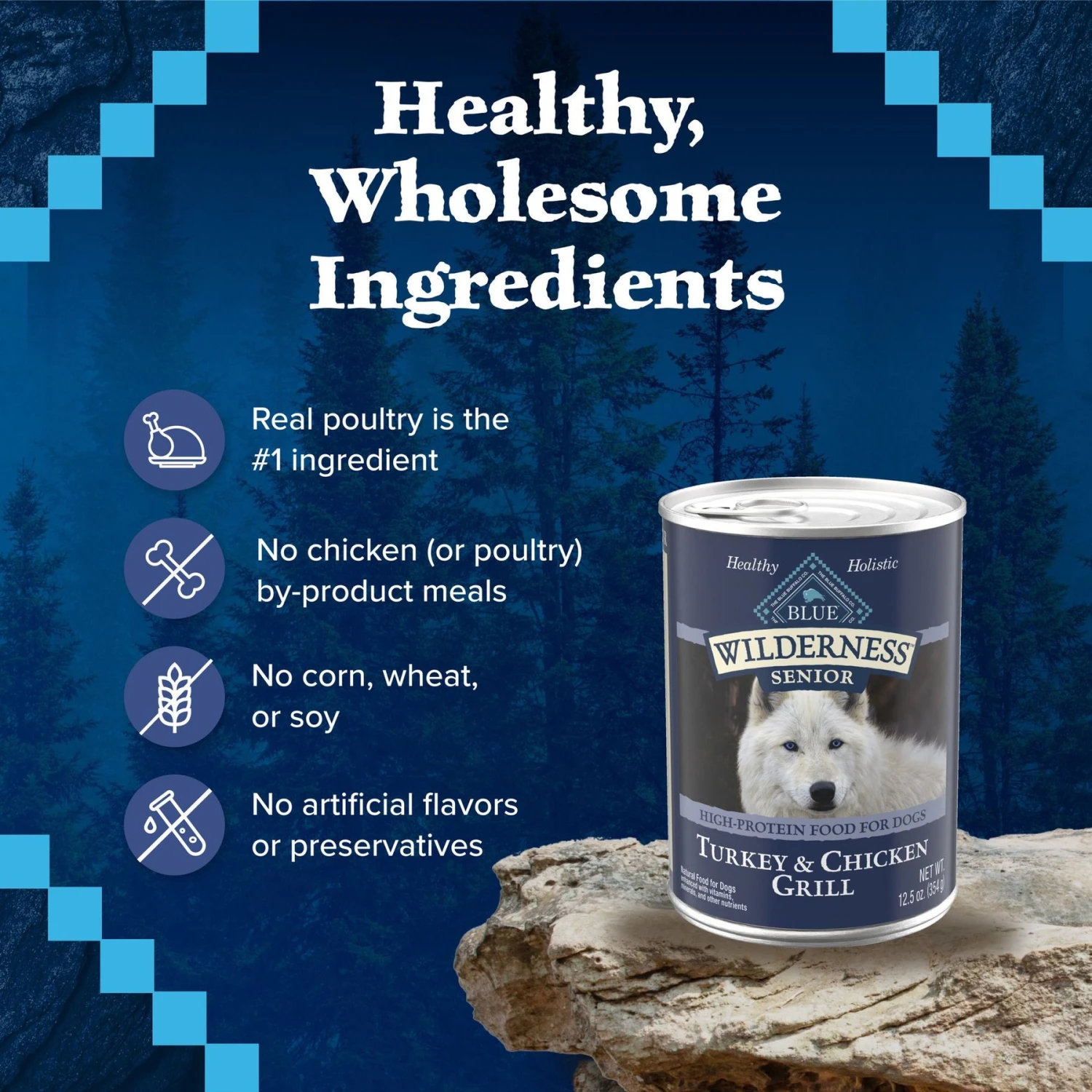 Blue Buffalo Wilderness Turkey & Chicken Grill Grain-Free Senior Canned Dog Food 6 Blue Buffalo Wilderness Turkey & Chicken Grill Grain-Free Senior Canned Dog Food - Image 6