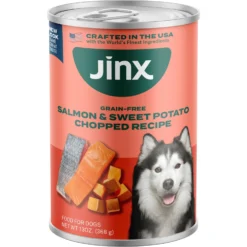Jinx Salmon & Sweet Potato Chopped Recipe Grain-Free Wet Dog Food, 13-oz Can, Case Of 12