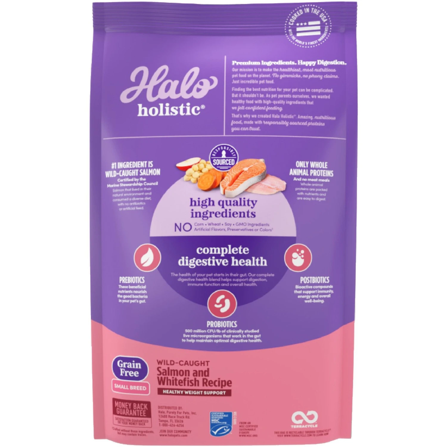 Halo Holistic Complete Digestive Health Wild-Caught Salmon & Whitefish Recipe Small Breed Dry Dog Food 2 Halo Holistic Complete Digestive Health Wild-Caught Salmon & Whitefish Recipe Small Breed Dry Dog Food - Image 2