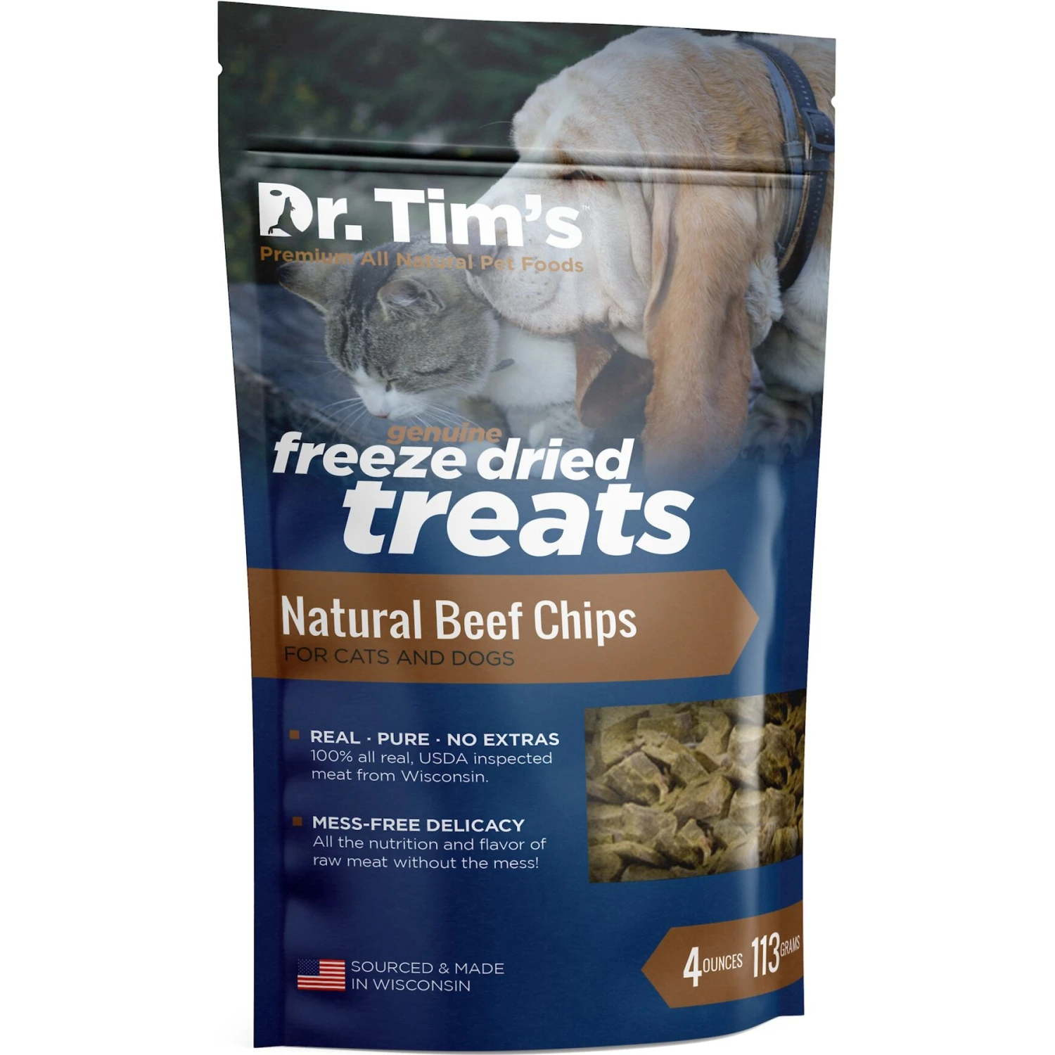 Dr. Tim's Natural Beef Chips Genuine Freeze-Dried Dog & Cat Treats 1 Dr. Tim's Natural Beef Chips Genuine Freeze-Dried Dog & Cat Treats