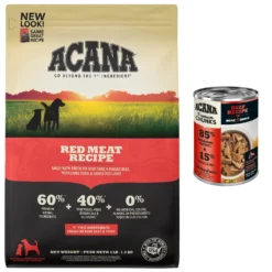 ACANA Premium Chunks Beef Recipe In Bone Broth Grain-Free Wet Dog Food, 12.8-oz Can, Case Of 12 & ACANA Red Meat Recipe Grain-Free Dry Dog Food