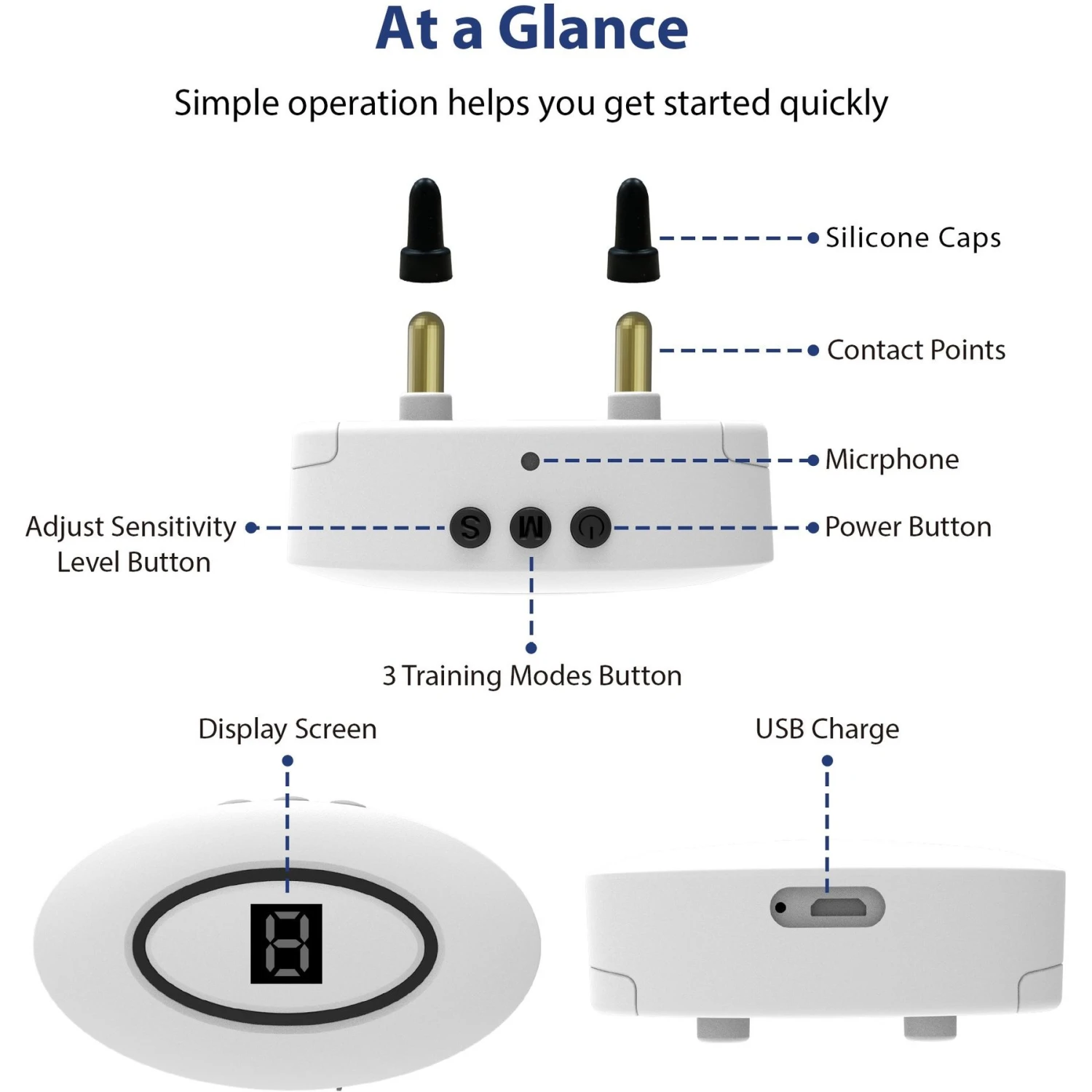 Petdiary B360 Rechargeable Static Dog Bark Collar, White, Small 7 Petdiary B360 Rechargeable Static Dog Bark Collar, White, Small - Image 7