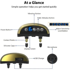 Petdiary 165-G Static Rechargeable Dog Bark Control Collar, Gold, Small -Pawsphoria Sales Store 778838 PT3. AC SS1800 V1680644998