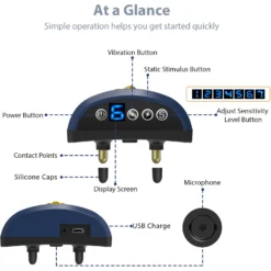 Petdiary B320 Rechargeable Static Dog Bark Collar, Blue, Small -Pawsphoria Sales Store 778854 PT6. AC SS1800 V1680645000