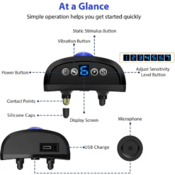 Petdiary B330 Static Rechargeable Dog Bark Collar, Black, Small -Pawsphoria Sales Store 778870 PT6. AC SS1800 V1680644998