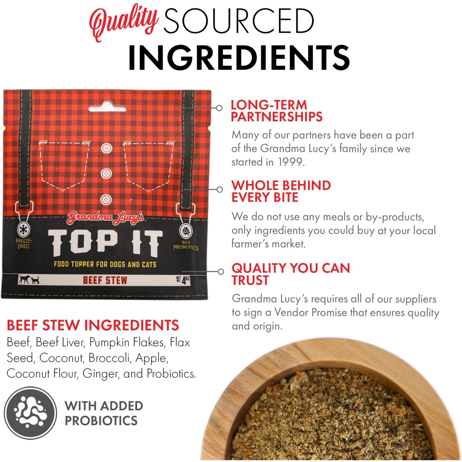 Grandma Lucy's Top It Beef Stew Grain-Free Dry Dog & Cat Food Topping, 4-oz Bag 6 Grandma Lucy's Top It Beef Stew Grain-Free Dry Dog & Cat Food Topping, 4-oz Bag - Image 6