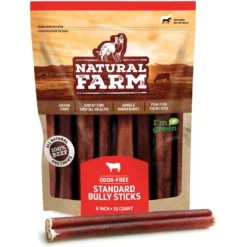 Natural Farm Odor-Free Bully Sticks Dog Treats, 6-in