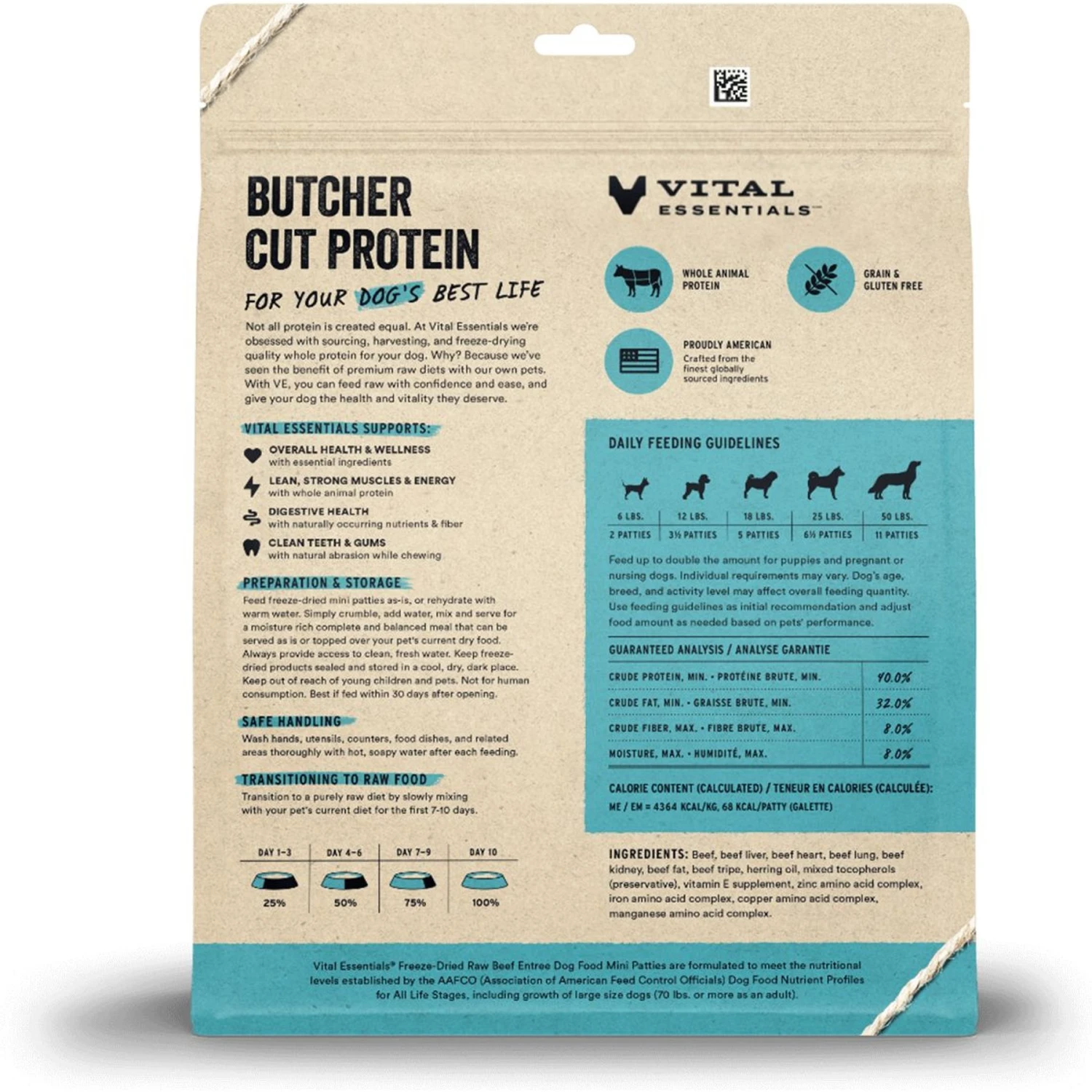 Vital Essentials Beef Mini Patties Freeze-Dried Raw Dog Food 2 Vital Essentials Beef Mini Patties Freeze-Dried Raw Dog Food - Image 2