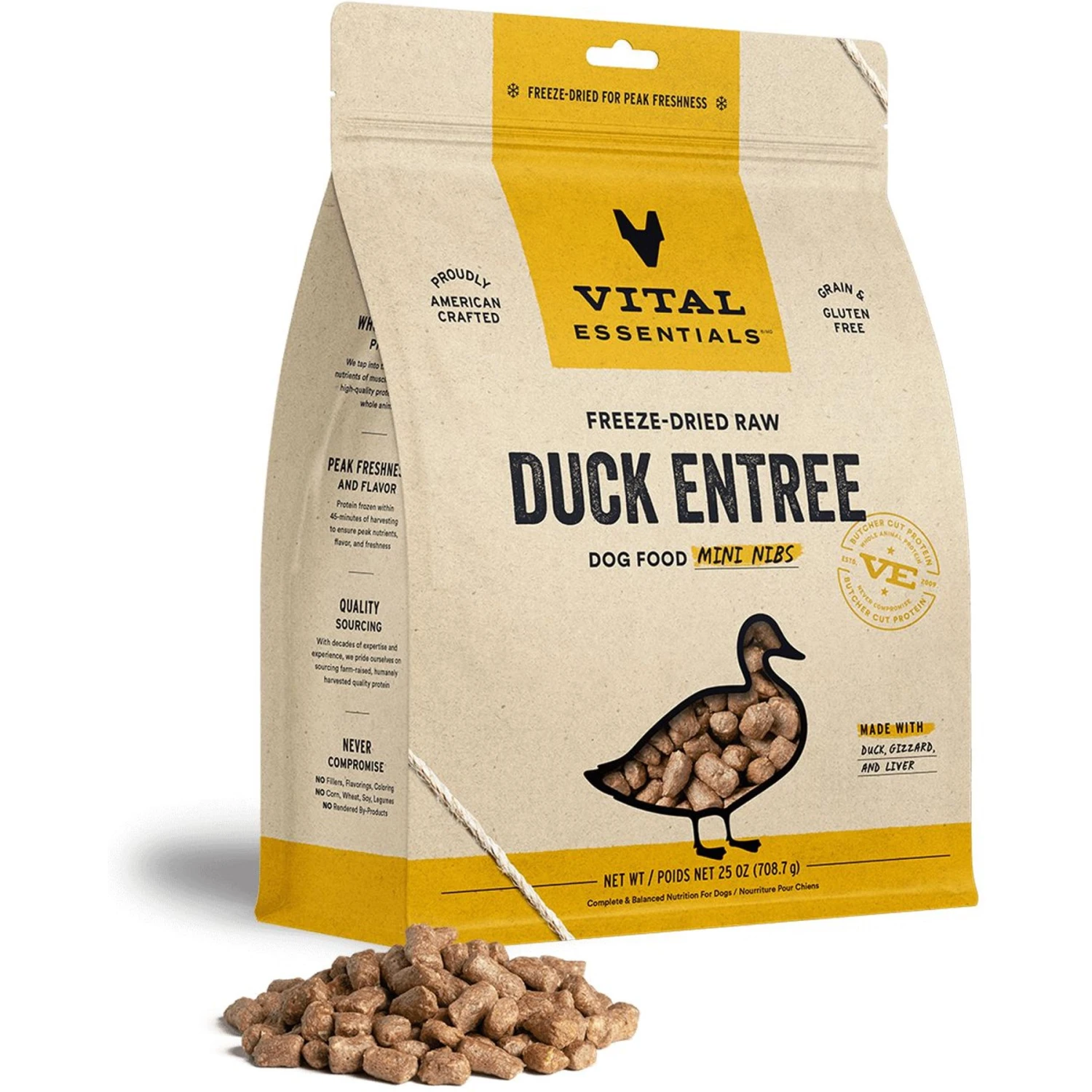 Vital Essentials Freeze-Dried Raw Duck Entree Mini Nibs Dog Food 1 Vital Essentials Freeze-Dried Raw Duck Entree Mini Nibs Dog Food