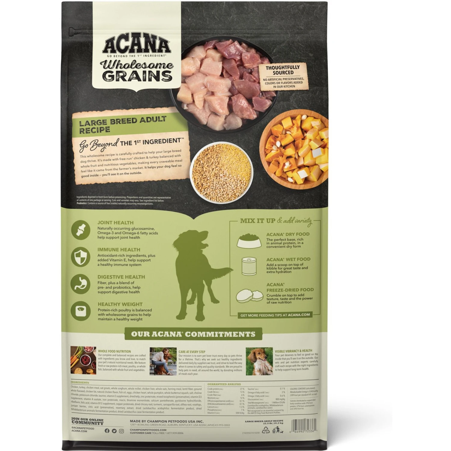 ACANA Wholesome Grains Large Breed Dry Dog Food, 22.5-lb Bag 2 ACANA Wholesome Grains Large Breed Dry Dog Food, 22.5-lb Bag - Image 2