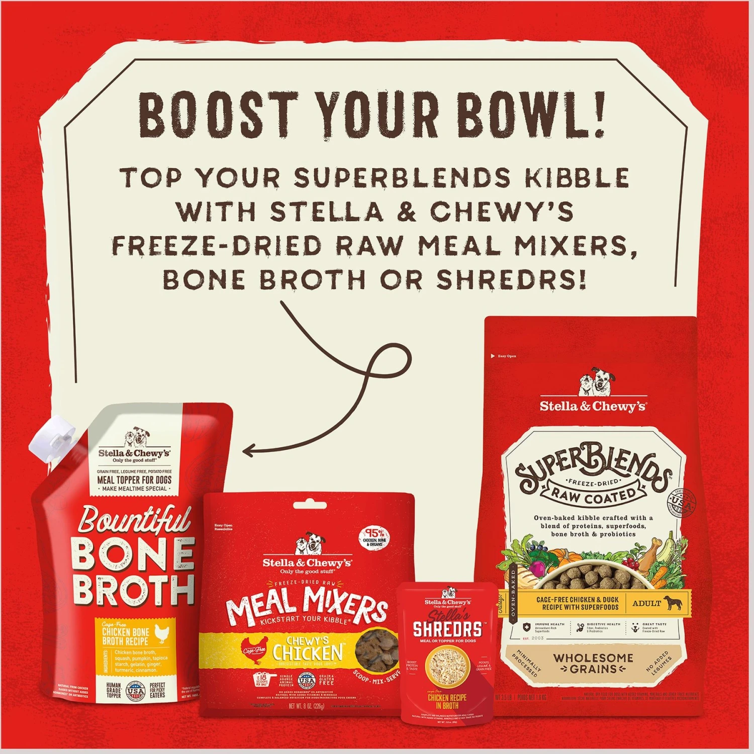 Stella & Chewy's SuperBlends Raw Coated Wholesome Grains Cage-Free Chicken & Duck Recipe With Superfoods Dry Dog Food 5 Stella & Chewy's SuperBlends Raw Coated Wholesome Grains Cage-Free Chicken & Duck Recipe With Superfoods Dry Dog Food - Image 5