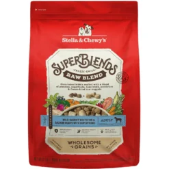 Stella & Chewy's SuperBlends Raw Blend Wholesome Grains Wild-Caught Whitefish & Salmon Recipe With Superfoods Dry Dog Food