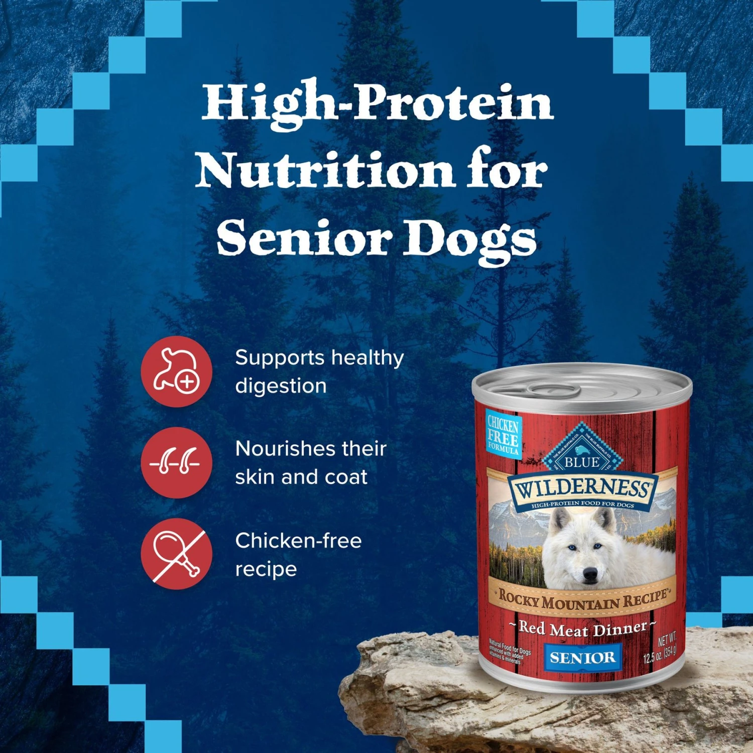 Blue Buffalo Wilderness Rocky Mountain Recipe Red Meat Dinner Senior Grain-Free Canned Dog Food 4 Blue Buffalo Wilderness Rocky Mountain Recipe Red Meat Dinner Senior Grain-Free Canned Dog Food - Image 4