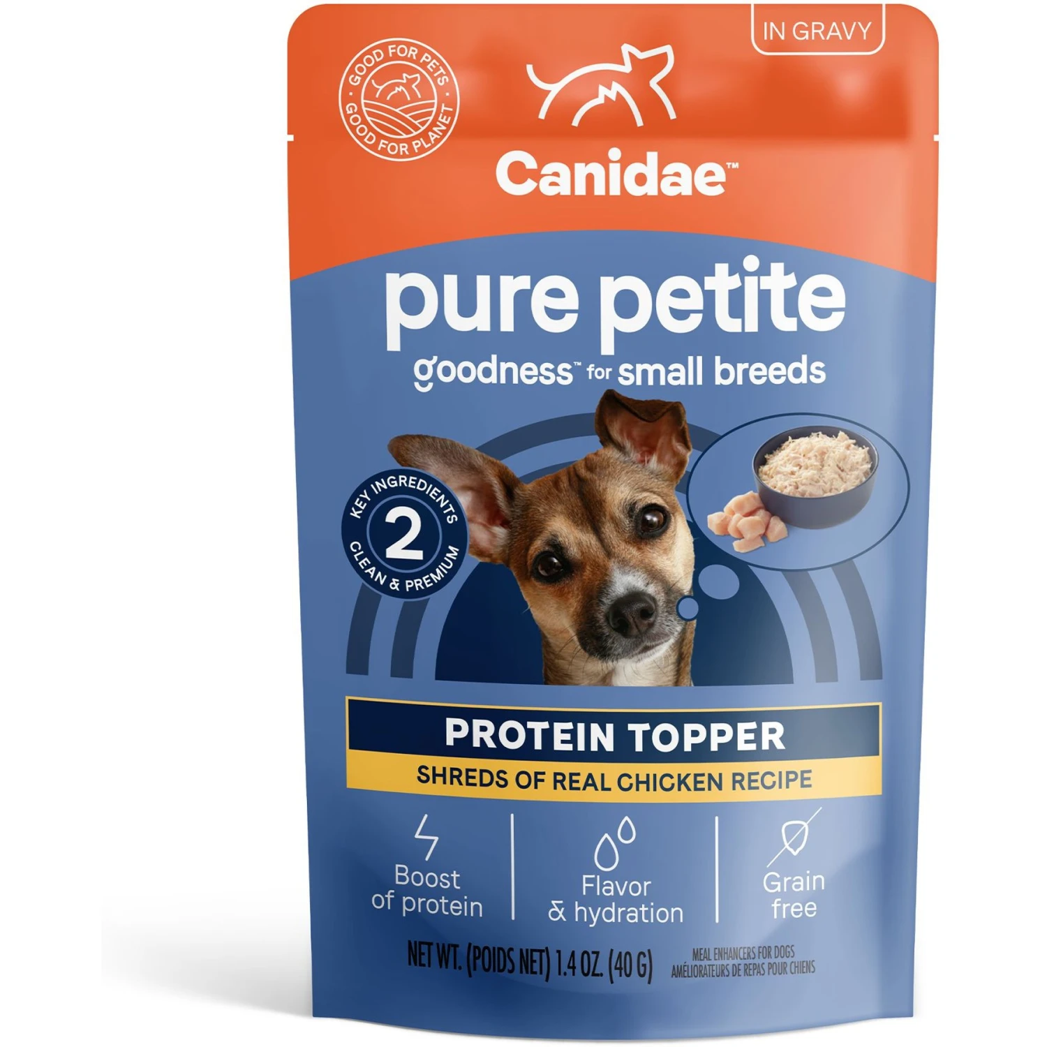 CANIDAE PURE Petite Protein Shreds Of Real Chicken Recipe In Gravy Dog Food Topper, 8.4-oz Box 1 CANIDAE PURE Petite Protein Shreds Of Real Chicken Recipe In Gravy Dog Food Topper, 8.4-oz Box