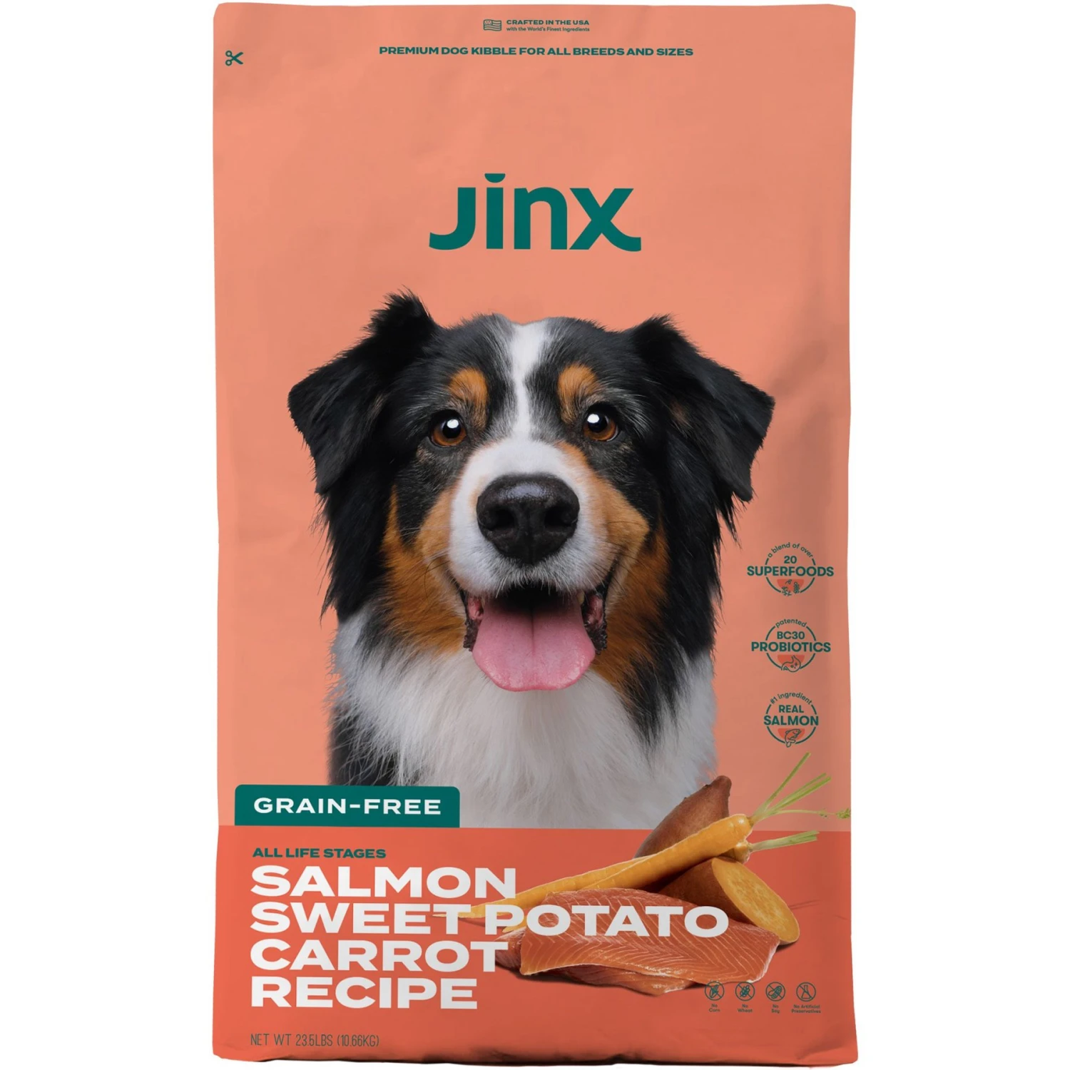 Jinx Salmon, Sweet Potato & Carrot ALS Kibble Dog Dry Food 1 Jinx Salmon, Sweet Potato & Carrot ALS Kibble Dog Dry Food