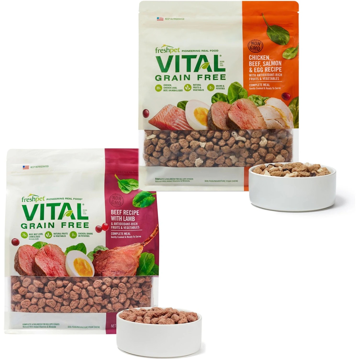 Freshpet Vital Beef & Lamb Grain-Free Fresh Dog Food & Freshpet Vital Chicken, Beef, Salmon & Egg Recipe Grain-Free Fresh Dog Food 1 Freshpet Vital Beef & Lamb Grain-Free Fresh Dog Food & Freshpet Vital Chicken, Beef, Salmon & Egg Recipe Grain-Free Fresh Dog Food