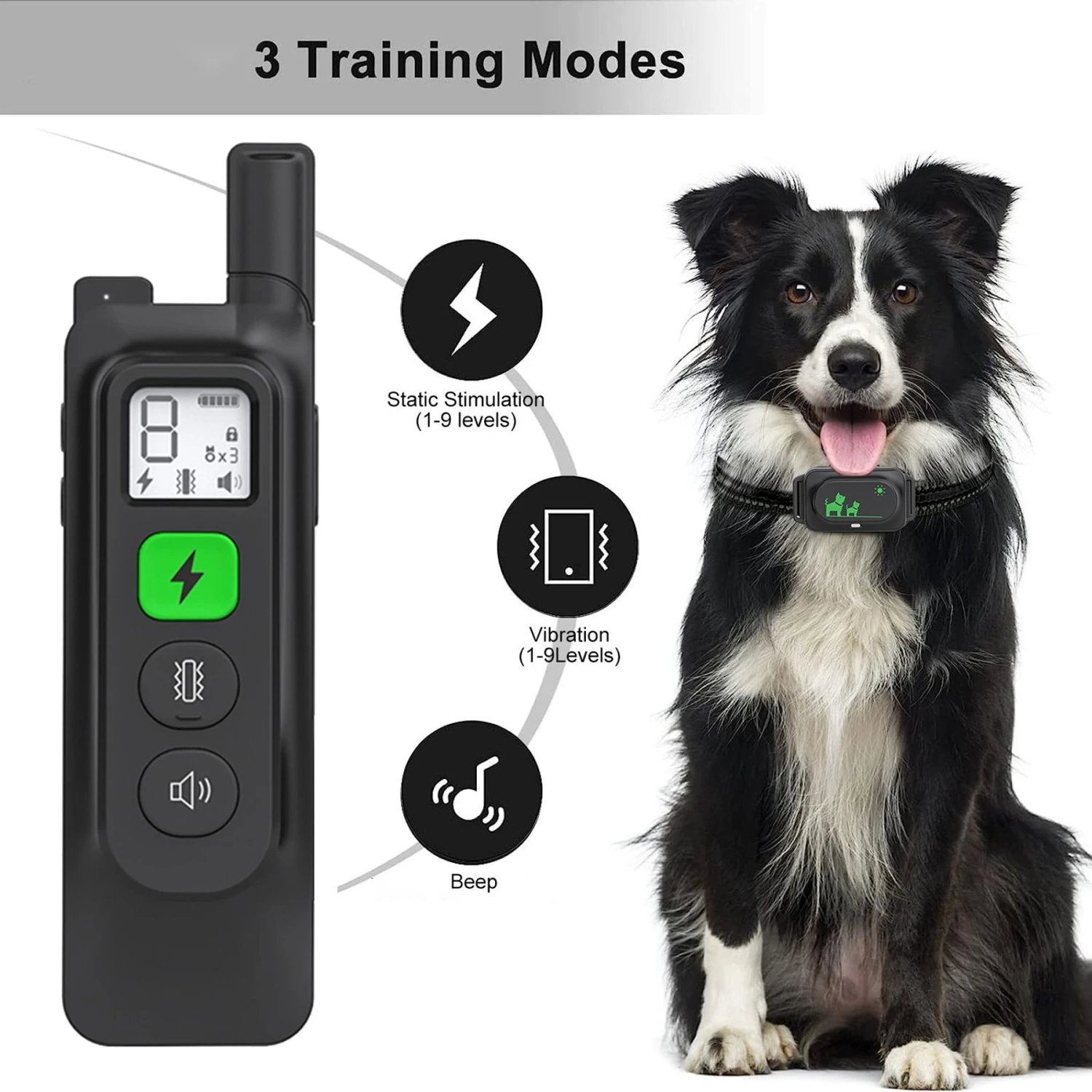 Luckypets Rechargeable Shock Collar With Beep, Vibration & Shock Modes Dog Training Collar, Black 2 Luckypets Rechargeable Shock Collar With Beep, Vibration & Shock Modes Dog Training Collar, Black - Image 2