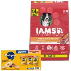 Iams Proactive Health Minichunks Small Kibble With Lamb & Rice Adult Dry Dog Food & Pedigree Chopped Ground Dinner Variety Pack Adult Wet Dog Food