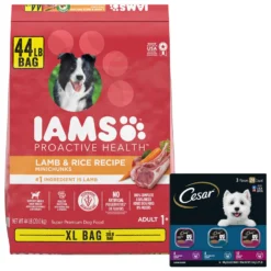 Iams Proactive Health Minichunks Small Kibble With Lamb & Rice Adult Dry Dog Food & Cesar Filets In Gravy Beef Flavors Variety Pack Small Breed Adult Wet Dog Food