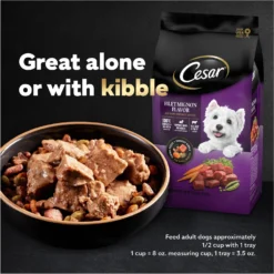 Cesar Loaf & Topper In Sauce Angus Beef Flavor With Bacon & Cheese Grain-Free Small Breed Adult Wet Dog Food Trays -Pawsphoria Sales Store 86061 PT7. AC SS1800 V1695662272