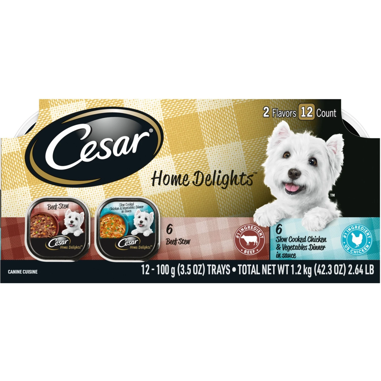 Cesar Home Delights Slow Cooked Chicken & Vegetables & Beef Stew Variety Pack Small Breed Adult Wet Dog Food Trays 1 Cesar Home Delights Slow Cooked Chicken & Vegetables & Beef Stew Variety Pack Small Breed Adult Wet Dog Food Trays