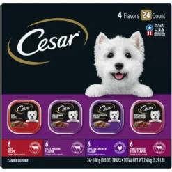 Cesar Classic Loaf In Sauce Beef Recipe, Filet Mignon, Grilled Chicken & Porterhouse Steak Flavors Variety Pack Grain-Free Small Breed Adult Wet Dog Food Trays