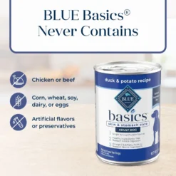 Blue Buffalo Basics Skin & Stomach Care Grain-Free Duck & Potato Adult Canned Dog Food -Pawsphoria Sales Store 88176 PT5. AC SS1800 V1646249820