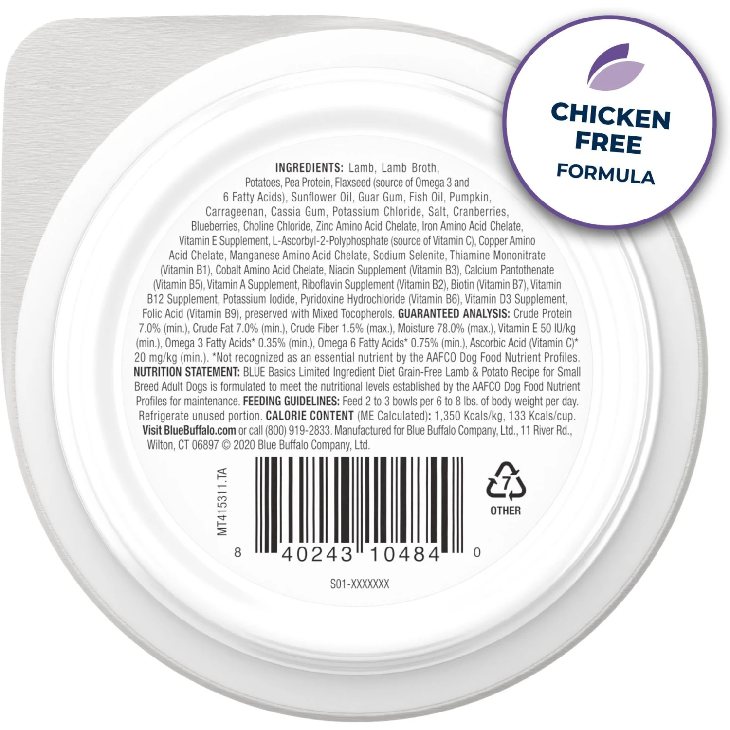 Blue Buffalo Basics Skin & Stomach Care Grain-Free Lamb & Potato Small Breed Adult Wet Dog Food 2 Blue Buffalo Basics Skin & Stomach Care Grain-Free Lamb & Potato Small Breed Adult Wet Dog Food - Image 2
