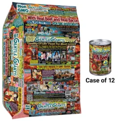 Gentle Giants Non-GMO Puppy Grain-Free Beef Wet Dog Food & Gentle Giants Natural Non-GMO Dog & Puppy Beef & Bacon Dry Dog Food, 24-lb Bag