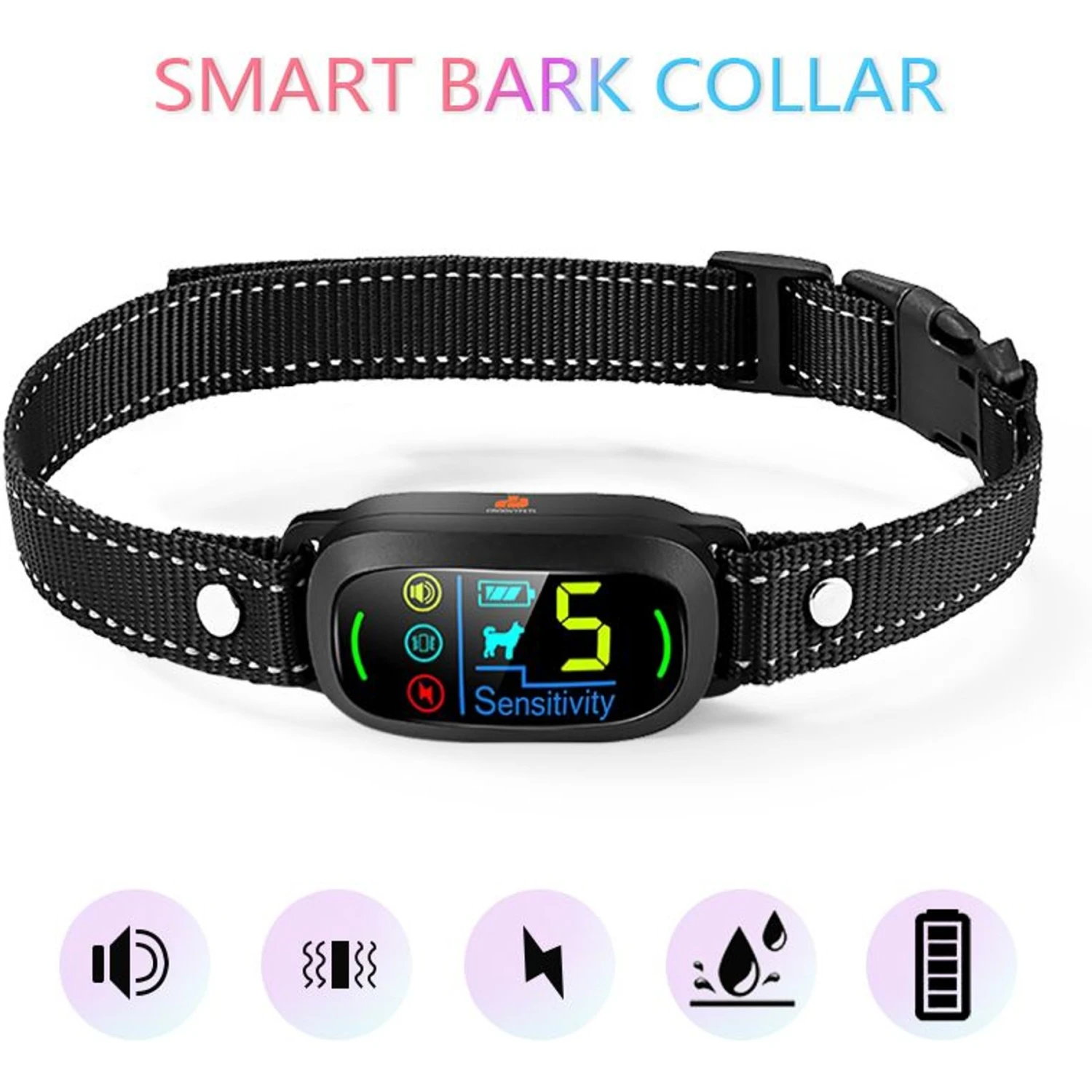 GroovyPets Smart Barking Control Waterproof Automatic Anti Bark Dog Collar, Black 2 GroovyPets Smart Barking Control Waterproof Automatic Anti Bark Dog Collar, Black - Image 2