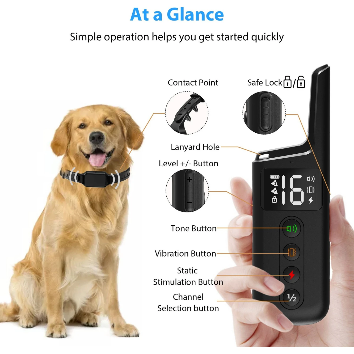 Petdiary T330 Waterproof Dog Remote Training Collar, Black 8 Petdiary T330 Waterproof Dog Remote Training Collar, Black - Image 8