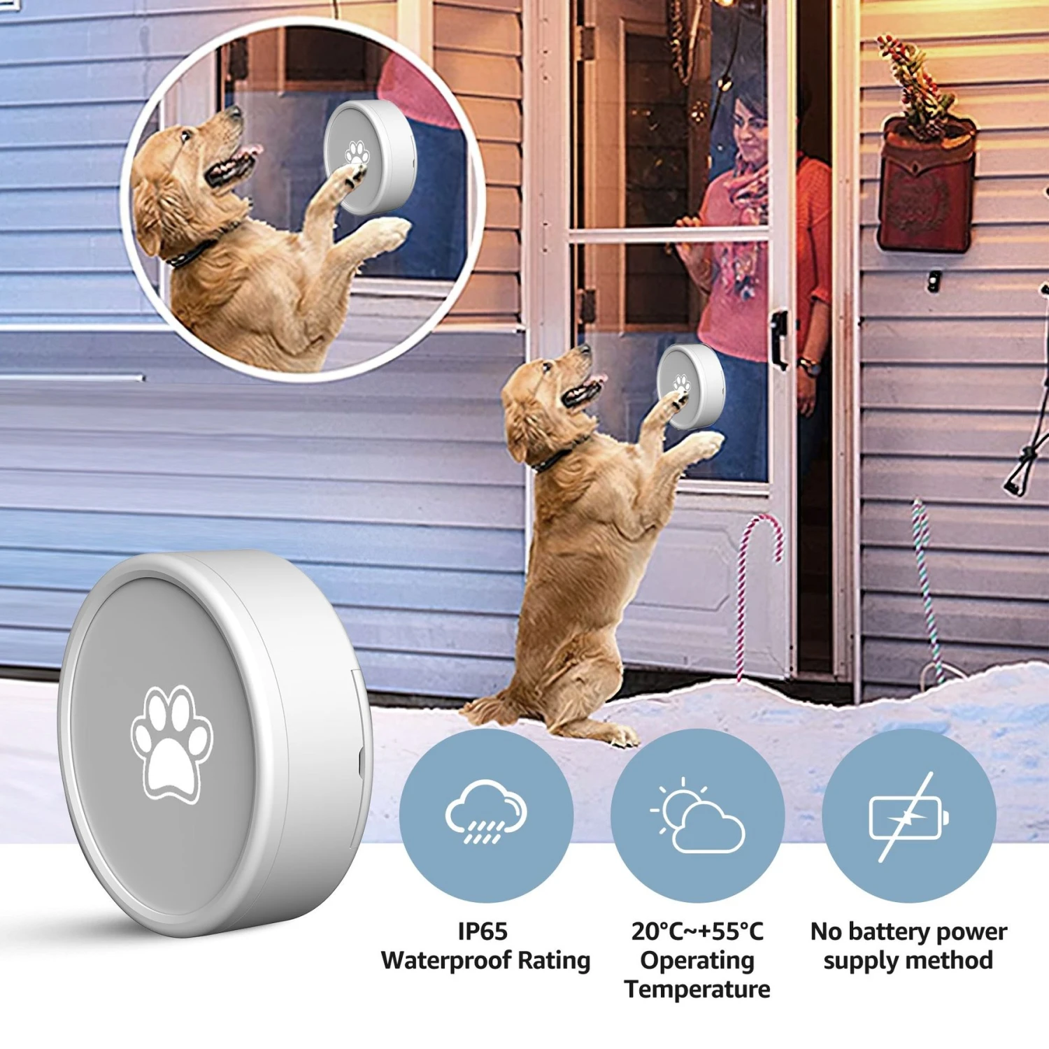 Shele Smart Doorbell With 4 Working Modes & 58 Ringtones Dog Doorbell, White 2 Shele Smart Doorbell With 4 Working Modes & 58 Ringtones Dog Doorbell, White - Image 2