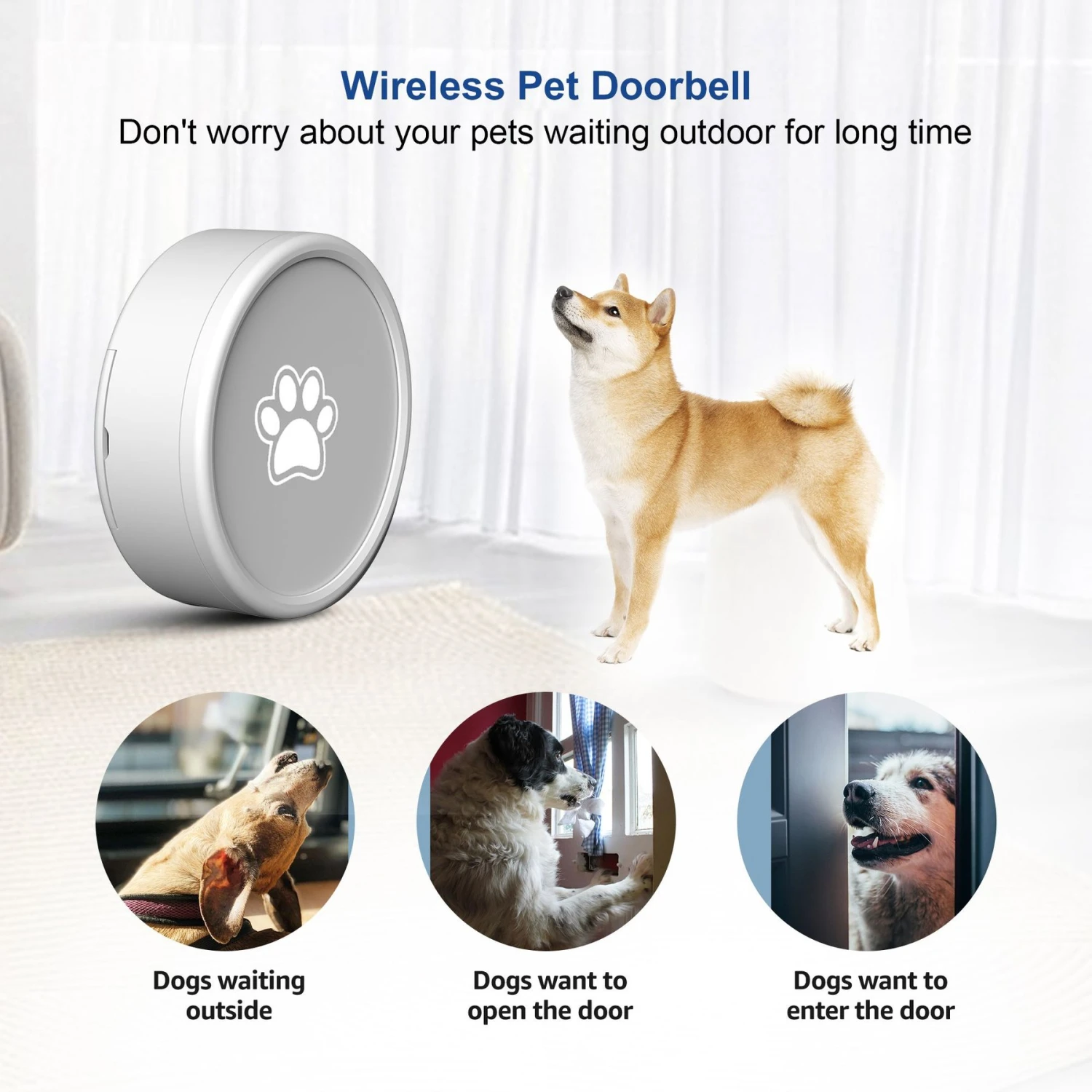 Shele Smart Doorbell With 4 Working Modes & 58 Ringtones Dog Doorbell, White 5 Shele Smart Doorbell With 4 Working Modes & 58 Ringtones Dog Doorbell, White - Image 5