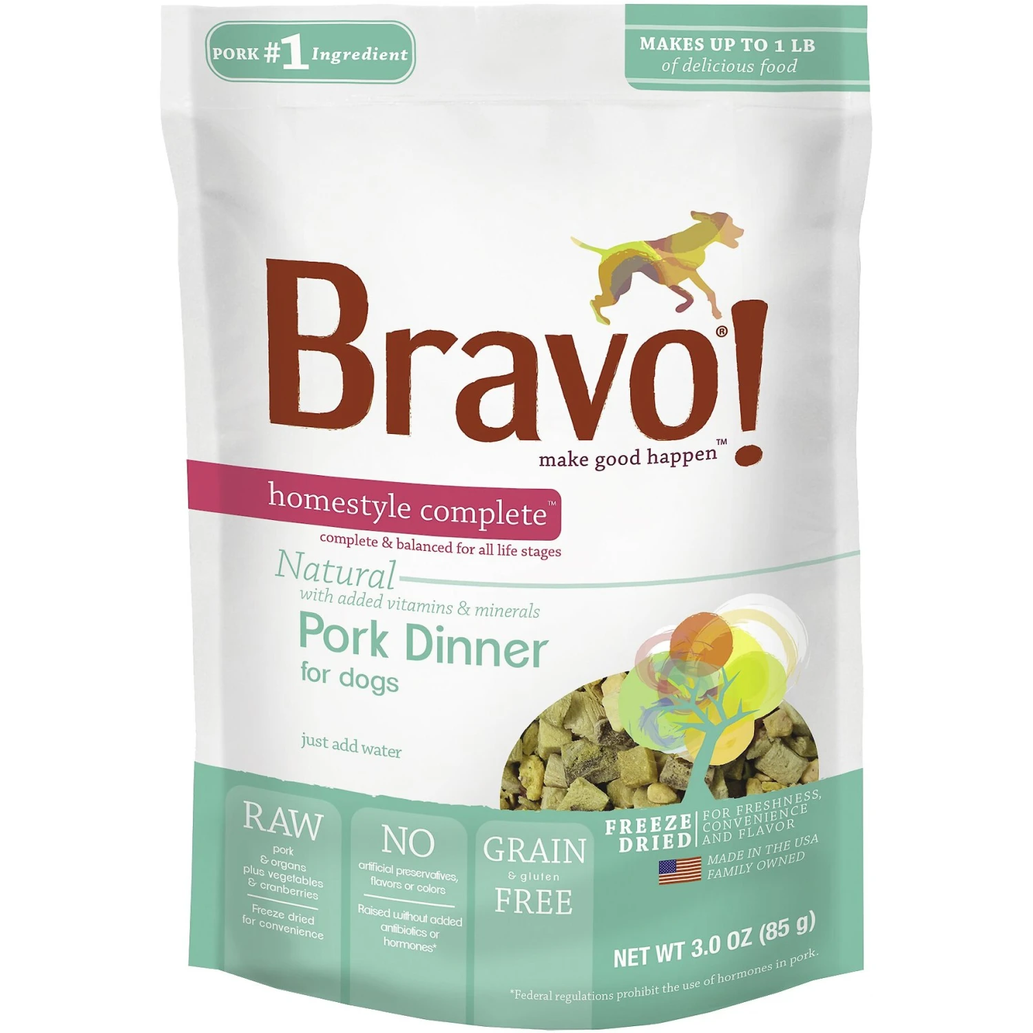 Bravo! Homestyle Complete Pork Dinner Grain-Free Freeze-Dried Dog Food 1 Bravo! Homestyle Complete Pork Dinner Grain-Free Freeze-Dried Dog Food