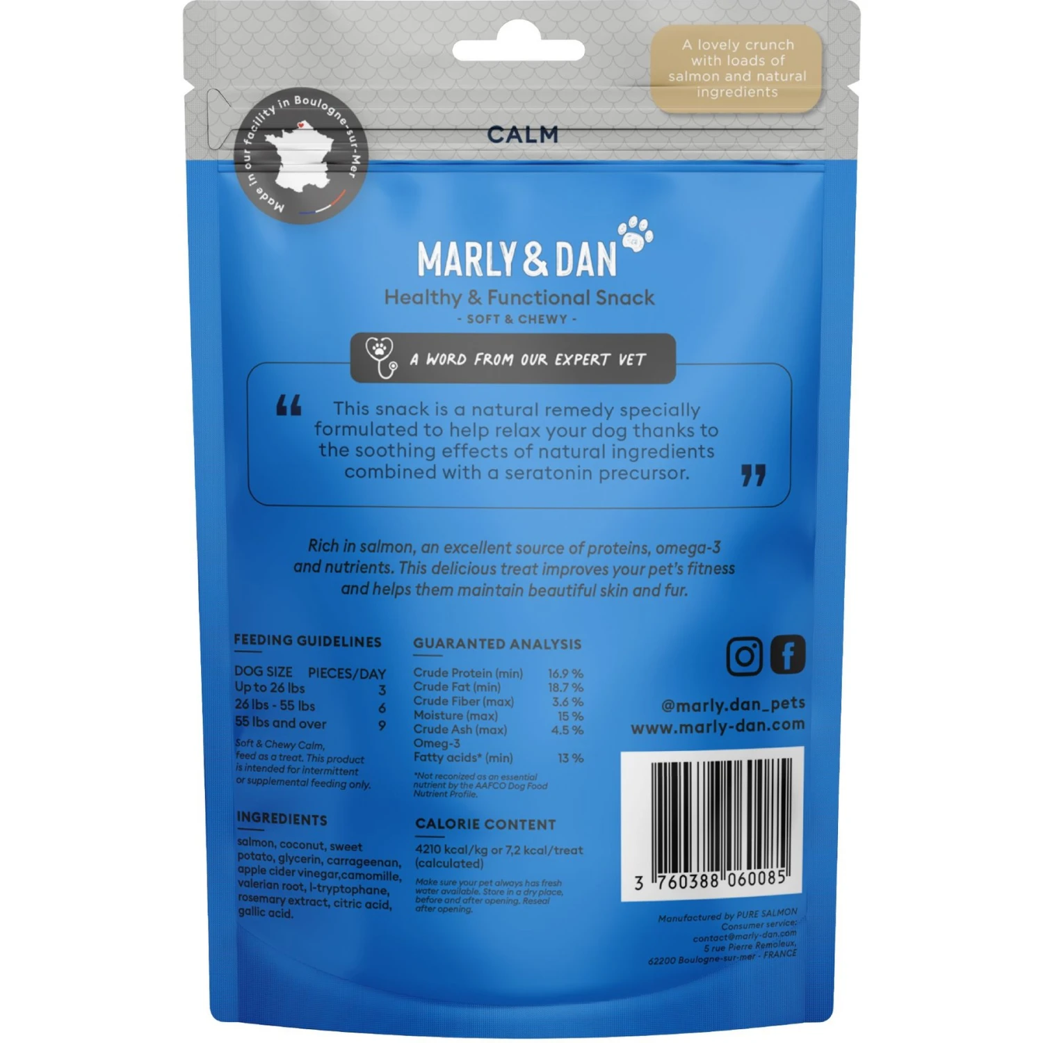 Marly & Dan Healthy & Functional Salmon Dog Treats With Chamomile, Calming Recipe, 6oz Bag 2 Marly & Dan Healthy & Functional Salmon Dog Treats With Chamomile, Calming Recipe, 6oz Bag - Image 2