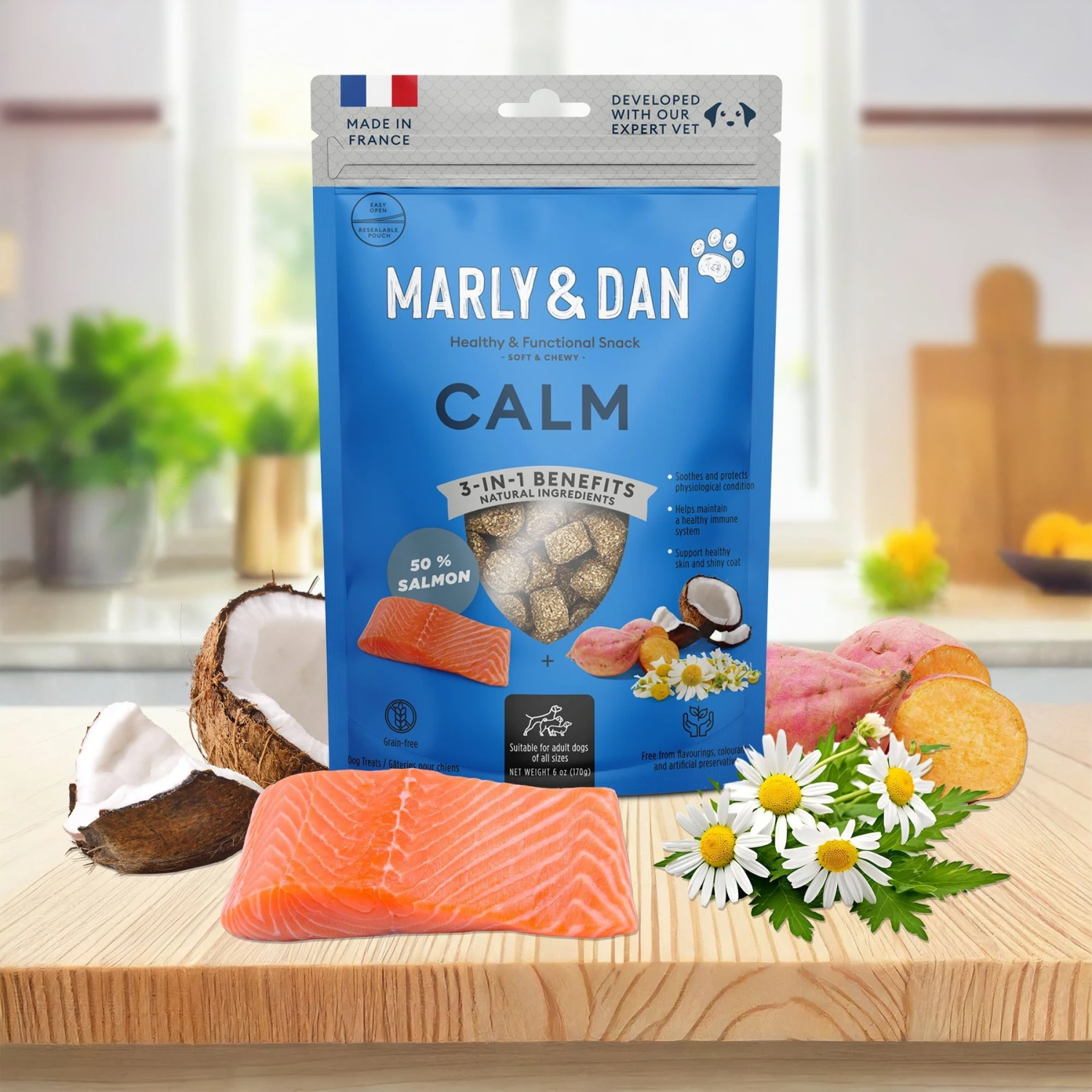 Marly & Dan Healthy & Functional Salmon Dog Treats With Chamomile, Calming Recipe, 6oz Bag 5 Marly & Dan Healthy & Functional Salmon Dog Treats With Chamomile, Calming Recipe, 6oz Bag - Image 5