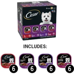 Cesar Classic Loaf In Sauce Beef Recipe, Filet Mignon, Grilled Chicken & Porterhouse Steak Flavors Variety Pack Grain-Free Small Breed Adult Wet Dog Food Trays & Cesar Poultry Variety Pack With Real Chicken, Turkey & Duck Grain-Free Small Breed Adult Wet Dog Food Trays -Pawsphoria Sales Store 916334 PT2. AC SS1800 V1689883372