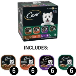 Cesar Classic Loaf In Sauce Beef Recipe, Filet Mignon, Grilled Chicken & Porterhouse Steak Flavors Variety Pack Grain-Free Small Breed Adult Wet Dog Food Trays & Cesar Poultry Variety Pack With Real Chicken, Turkey & Duck Grain-Free Small Breed Adult Wet Dog Food Trays -Pawsphoria Sales Store 916334 PT6. AC SS1800 V1689884604