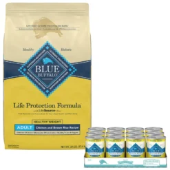 Blue Buffalo Life Protection Formula Healthy Weight Adult Chicken & Brown Rice Recipe Dry Dog Food & Blue Buffalo Homestyle Recipe Healthy Weight Chicken Dinner With Garden Vegetables & Brown Rice Canned Dog Food