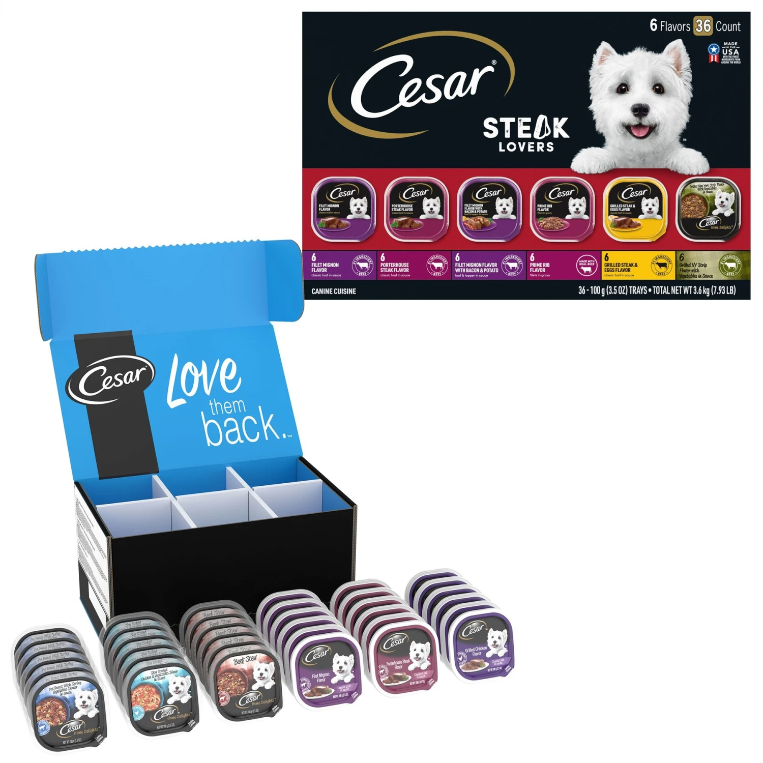 Cesar Home Delights & Classic Loaf In Sauce Variety Pack Small Breed Adult Wet Dog Food Trays & Cesar Steak Lovers Variety Pack Small Breed Adult Wet Dog Food Trays 1 Cesar Home Delights & Classic Loaf In Sauce Variety Pack Small Breed Adult Wet Dog Food Trays & Cesar Steak Lovers Variety Pack Small Breed Adult Wet Dog Food Trays