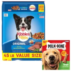 Kibbles 'n Bits Original Savory Beef & Chicken Flavors Dry Dog Food & Milk-Bone Original Large Biscuit Dog Treats