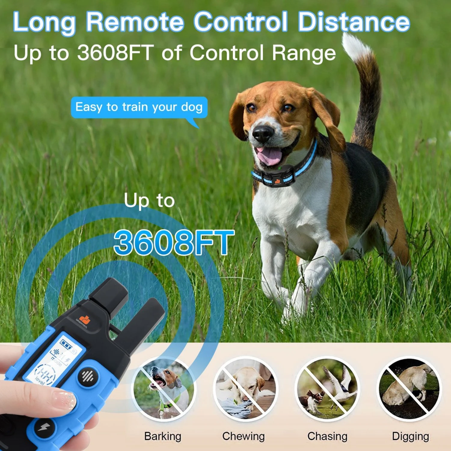 GroovyPets 1100 Yard Remote Two Dog Training Shock Dog Collar 3 GroovyPets 1100 Yard Remote Two Dog Training Shock Dog Collar - Image 3
