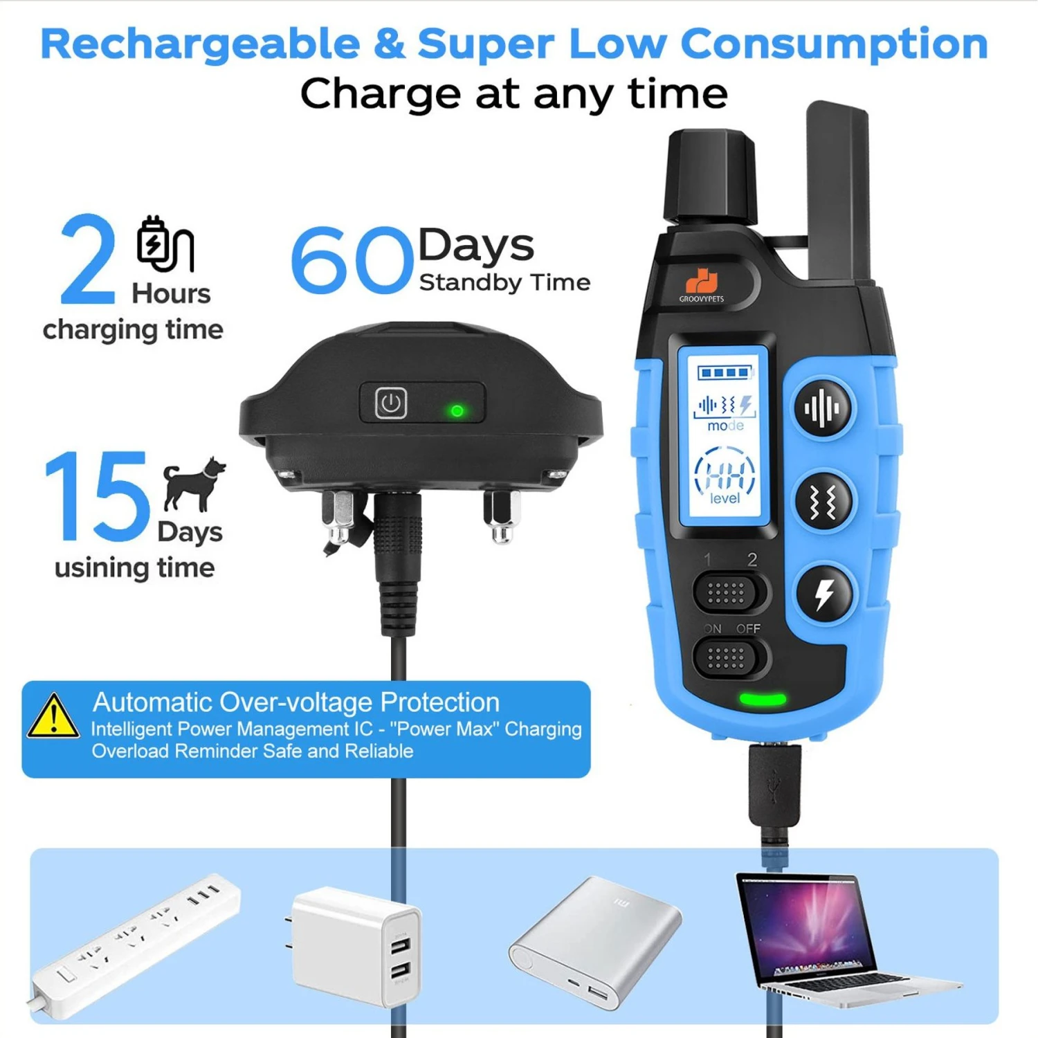 GroovyPets 1100 Yard Remote Two Dog Training Shock Dog Collar 6 GroovyPets 1100 Yard Remote Two Dog Training Shock Dog Collar - Image 6