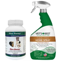 Flea Away Flea & Tick Oral Treatment For Dogs & Cats & Vet's Best Indoor Flea & Tick Home Spray Refill For Dogs