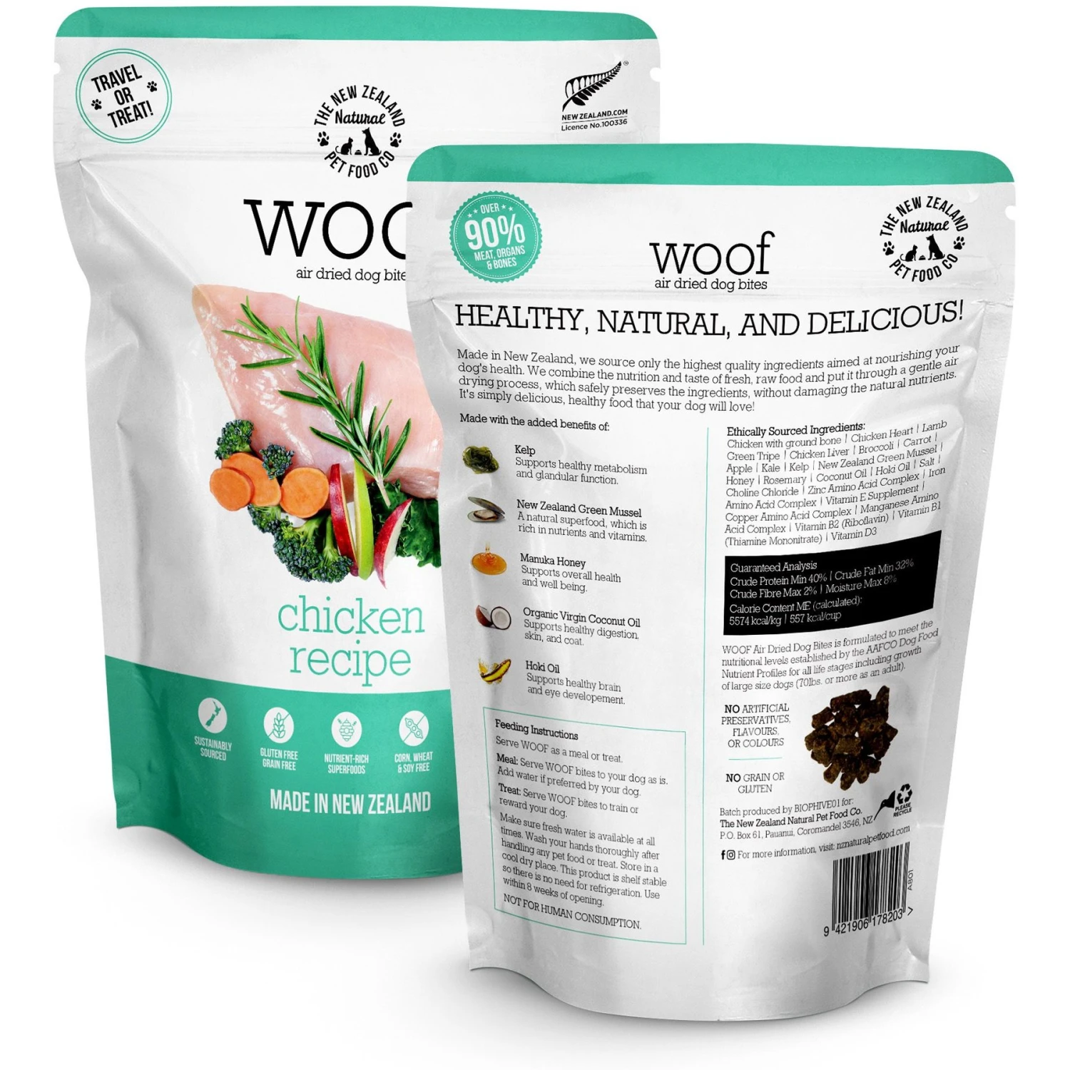 The New Zealand Natural Pet Food Co. Woof Chicken Air Dried Dog Food, 3.5-oz Bag 2 The New Zealand Natural Pet Food Co. Woof Chicken Air Dried Dog Food, 3.5-oz Bag - Image 2
