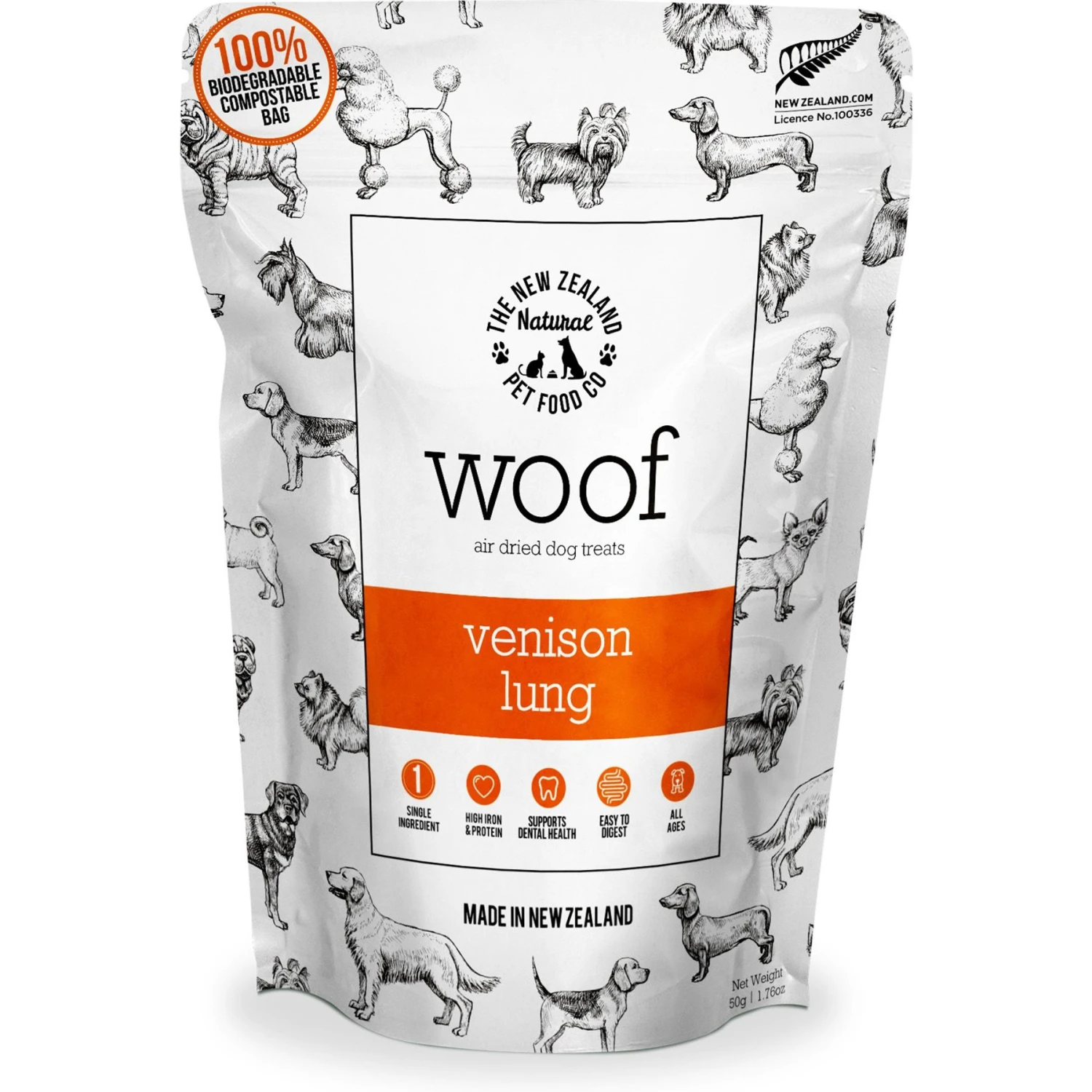 The New Zealand Natural Pet Food Co. Woof Venison Lung Air Dried Dog Treat, 1.76-oz Bag 1 The New Zealand Natural Pet Food Co. Woof Venison Lung Air Dried Dog Treat, 1.76-oz Bag